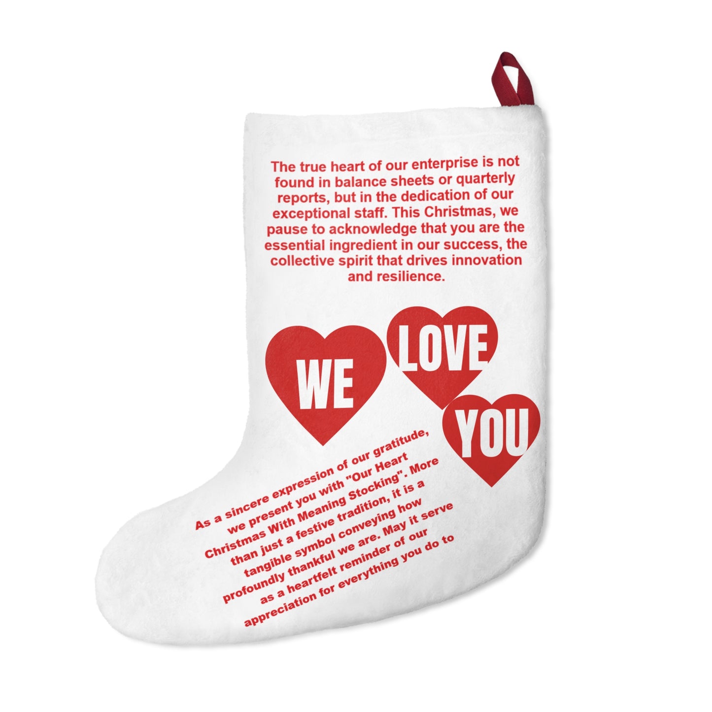 Our Staff-the Heart of Our Company Christmas With a Meaning Christmas Stocking
