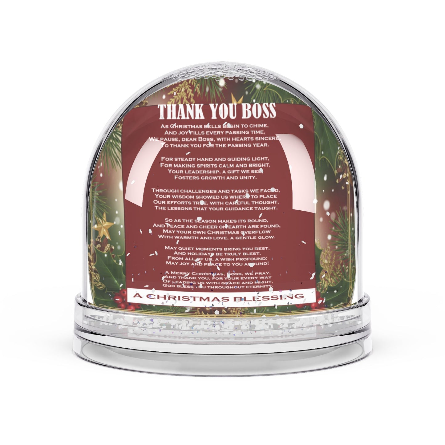 Thank You Boss: Christmas Snow Globe Blessing  Gift for Boss