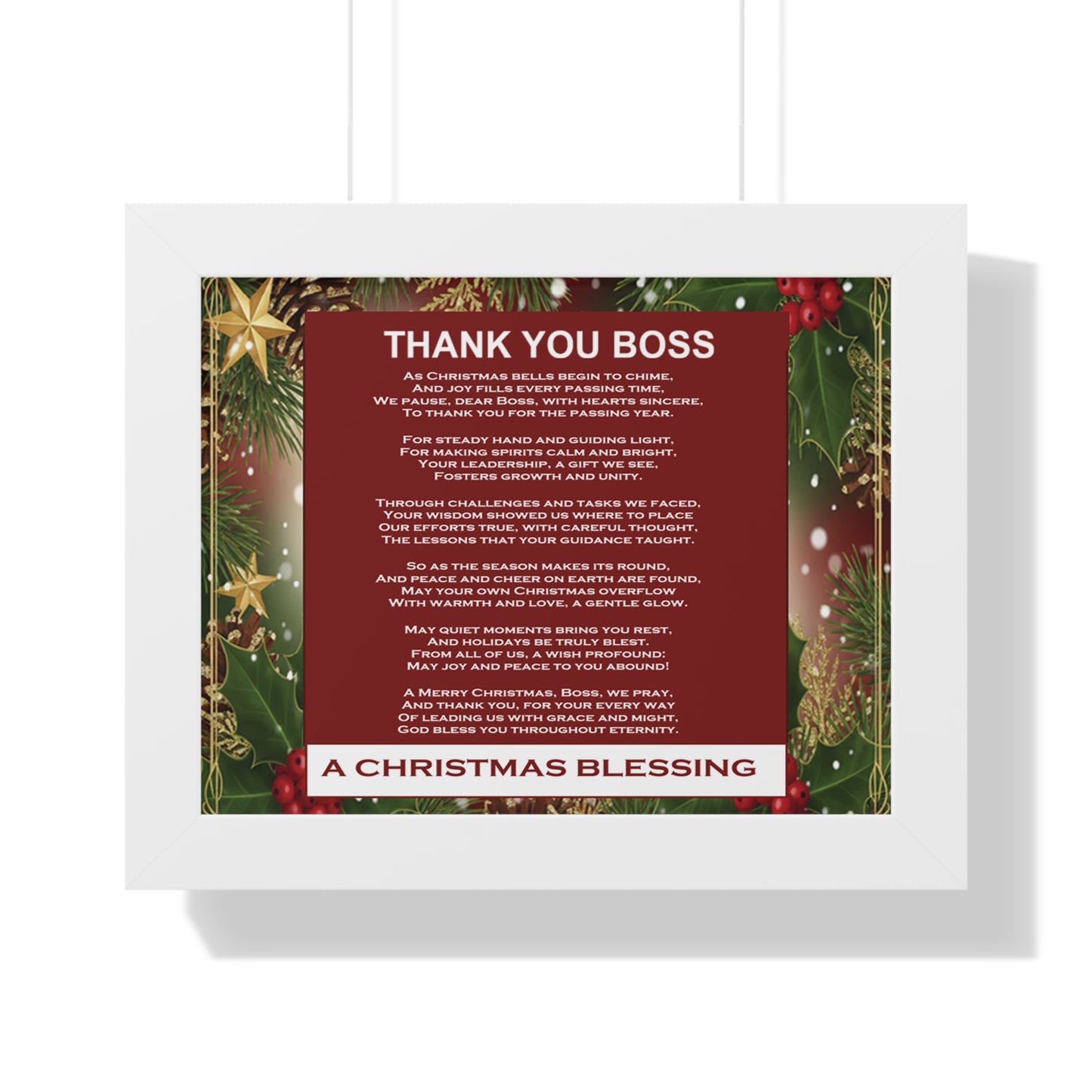 Thank You Boss: Framed Christmas Blessing Poster for Boss