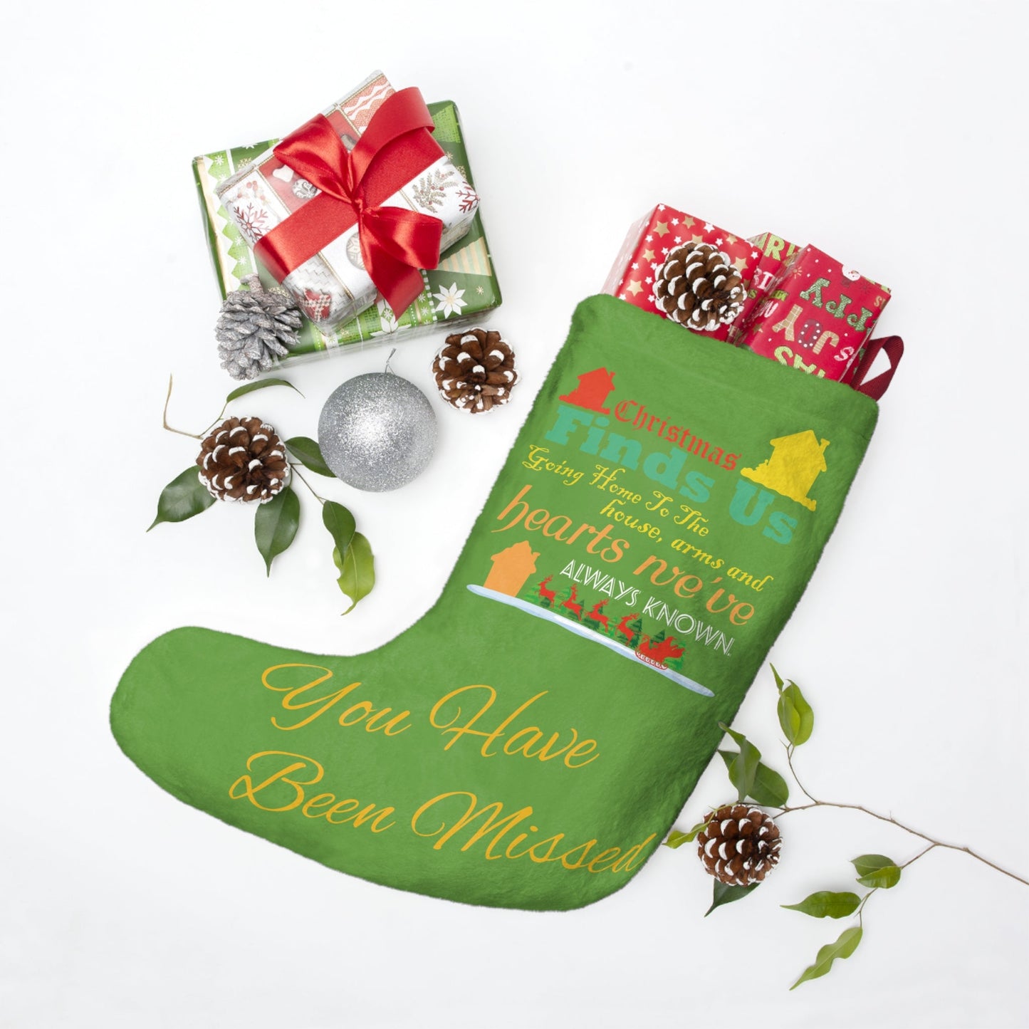 Welcome Home-Green-Christmas With A Meaning Stocking