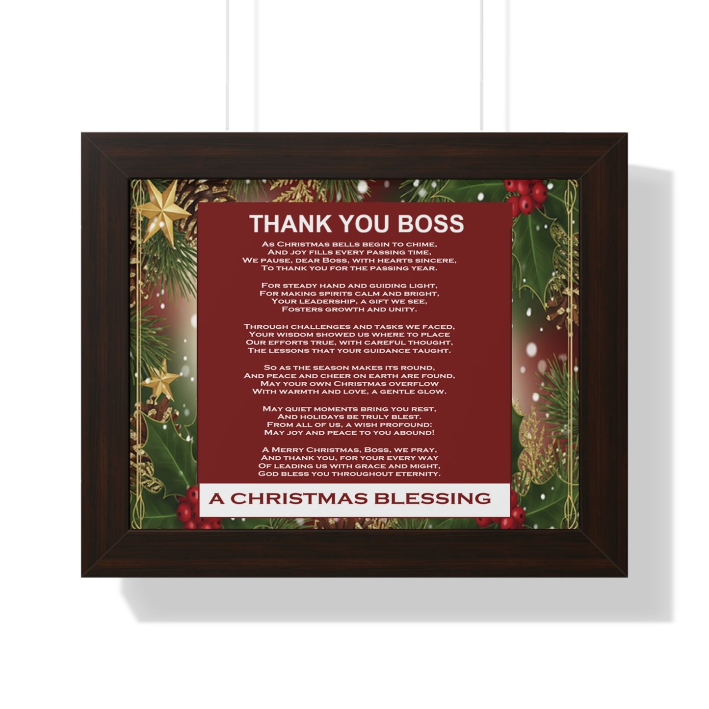 Thank You Boss: Framed Christmas Blessing Poster for Boss